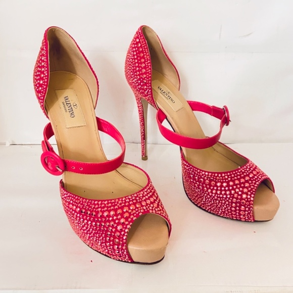 ❌SOLD❌Valentino MICROSTUD 120 Pink Strass Mary Jane Heel - Picture 2 of 8